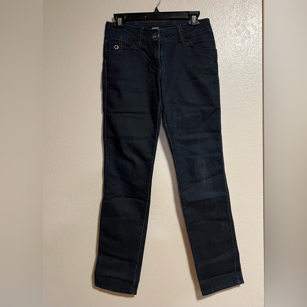 DKNY Wm's Jeans - Donna Karan New York Womens Dark Blue Denim Jeans Straight leg